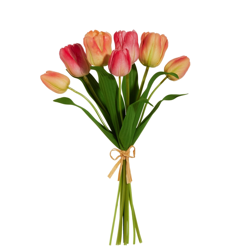 14" Real Touch Coral and Pink Tulip Bundle