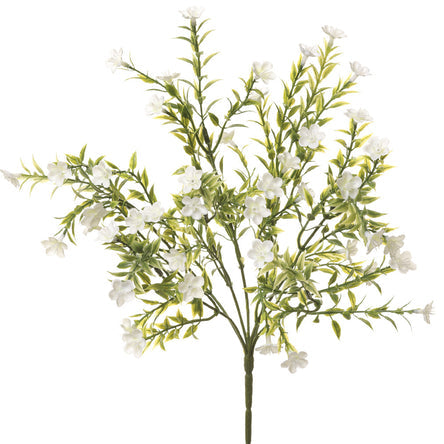 13.75" Artificial Waxflower Bush -White