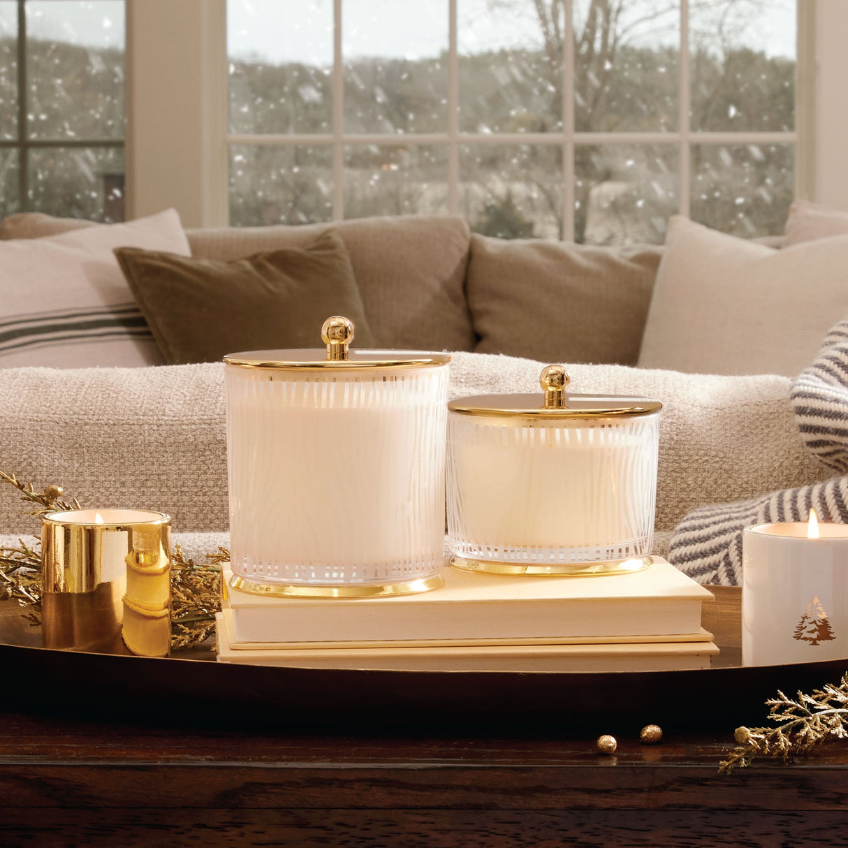 Frasier Fir Gilded Medium Poured Candle, Frosted Wood Grain *