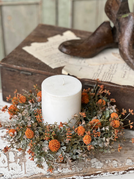 6" Fall Garden Candle Ring | Pumpkin