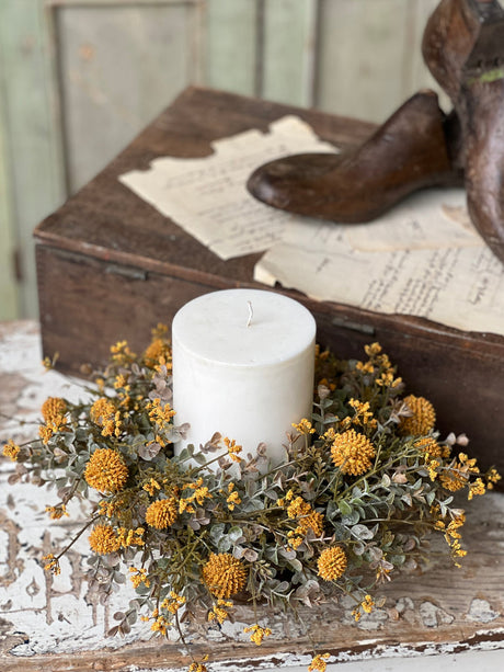 6" Fall Garden Candle Ring | Mustard