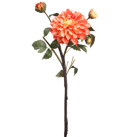 23.5" Silk Dahlia Flower Stem -2 Tone Coral