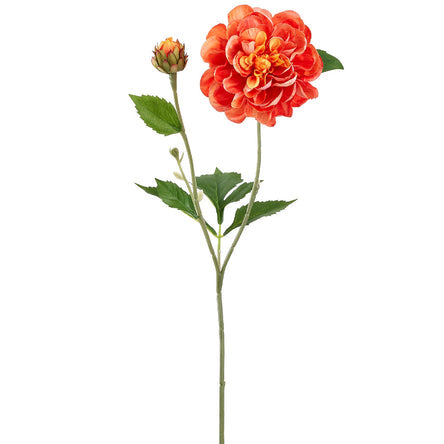22.5" Dahlia Silk Flower Stem -Orange/Coral