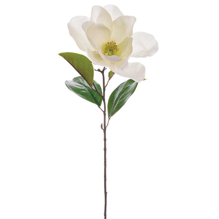 29" Silk Magnolia Flower Spray -White