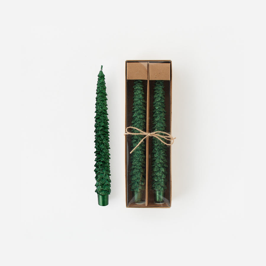 Glistening Green Tree Taper Candle, Boxed