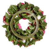 17" Silk Rose & Peony Flower Hanging Wreath -Beauty/Pink