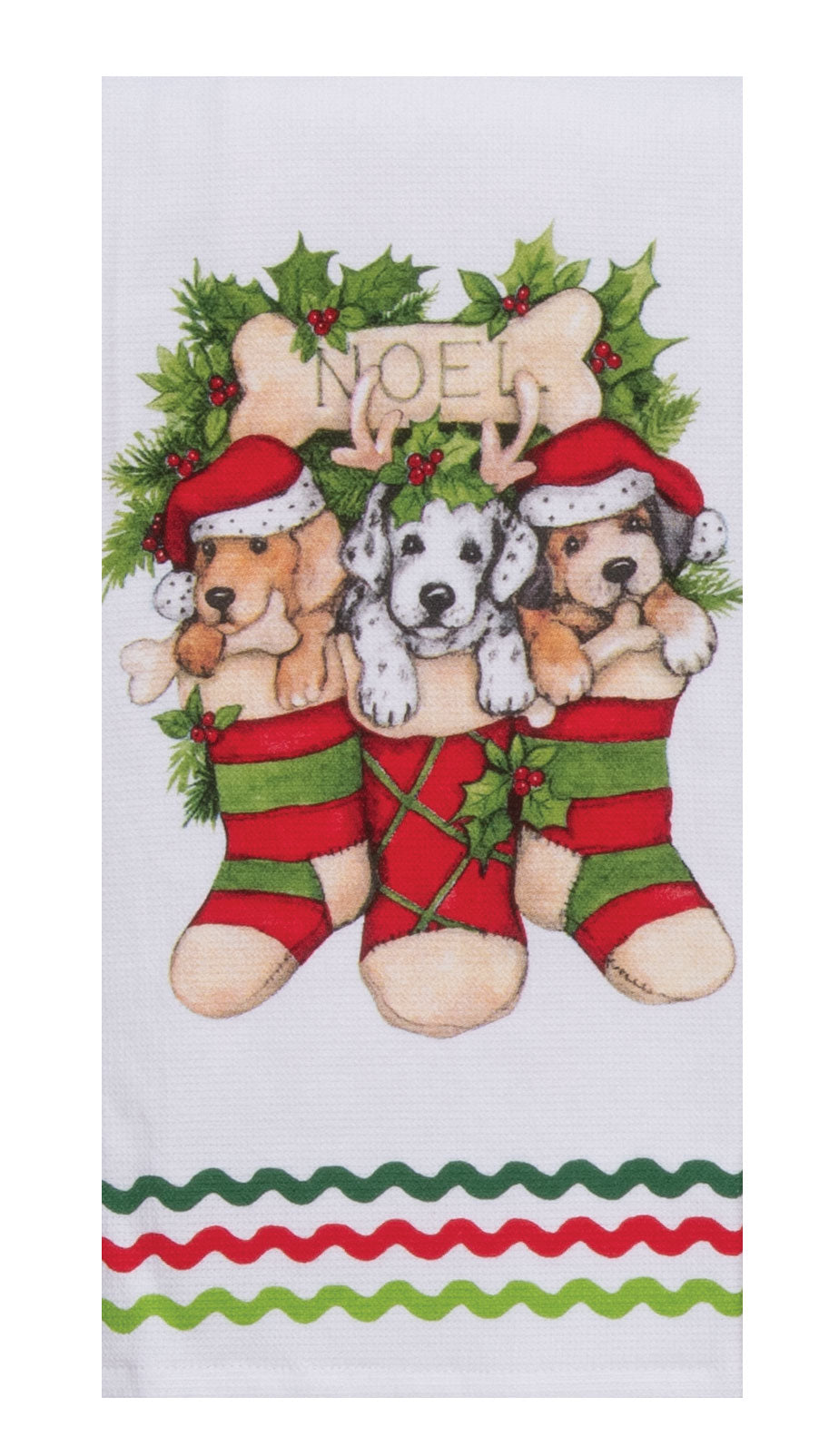 Bowie Wowie Christmas Stocking Pups Dual Purpose Towel