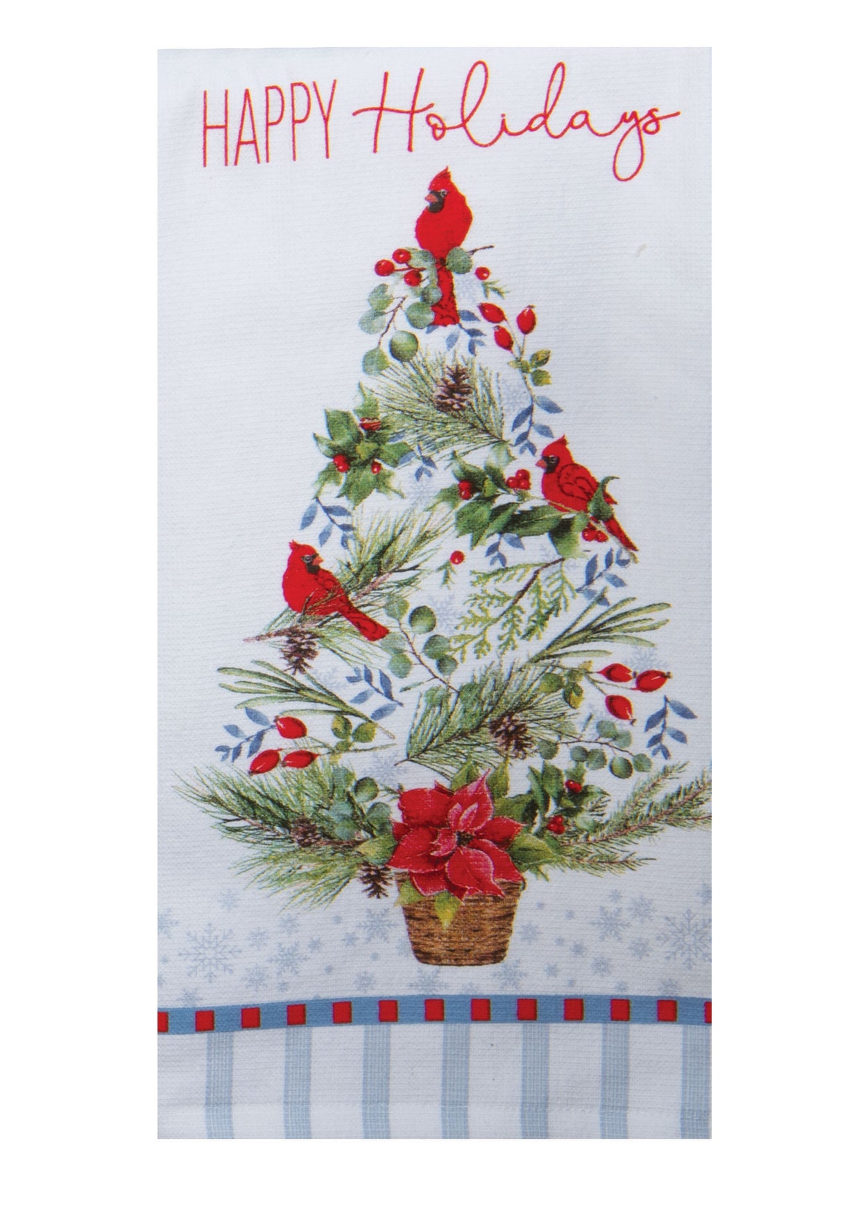 Winter Blue Cardinal Tree Dual Purpose Towel