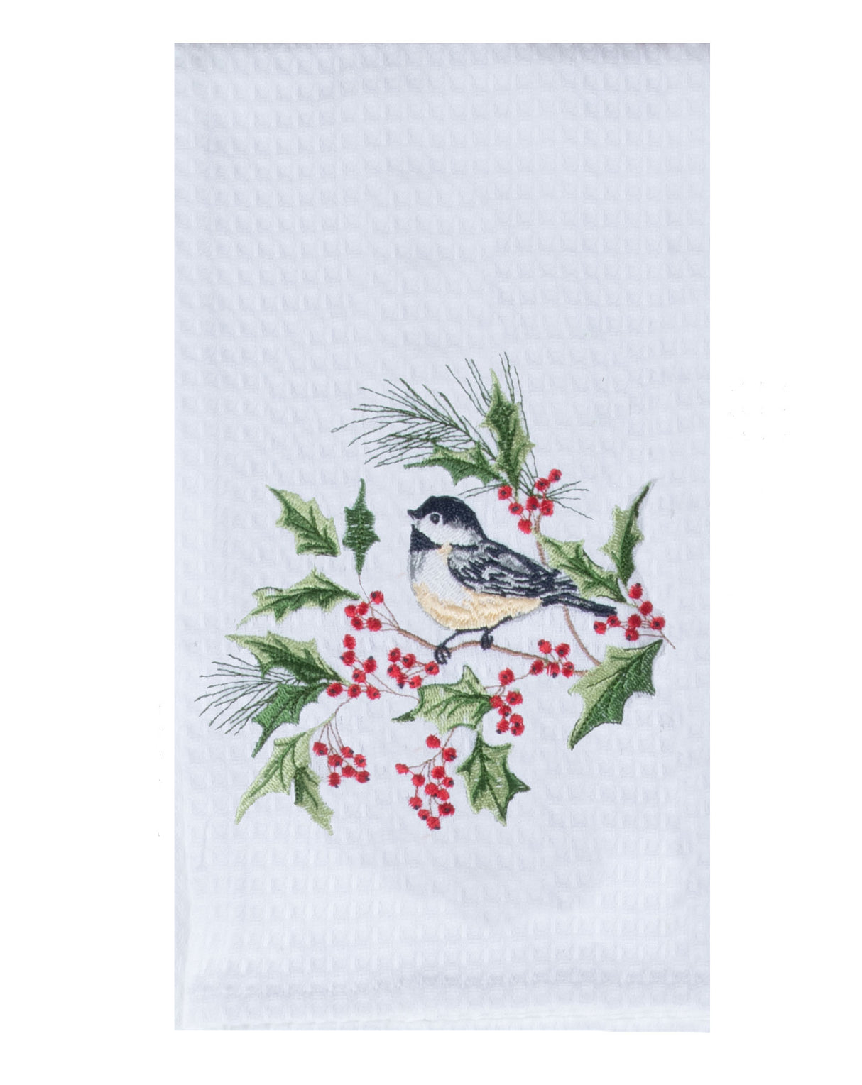 Chickadee Embroider Waffle Towel