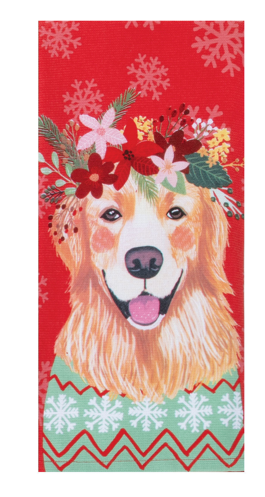 Holiday Flowers Everywhere Golden Retriever Dual Purpose Towel