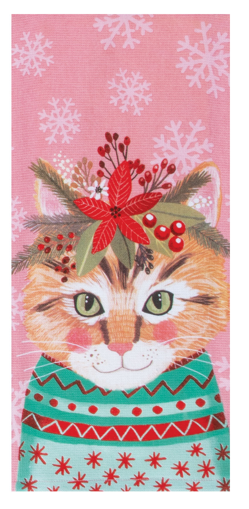 Holiday Flowers Everywhere Cat Dual Purpose Towel