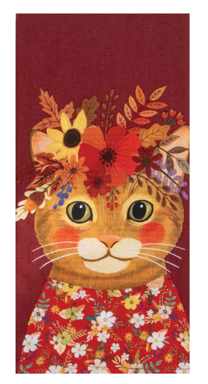 Fall Flowers Everywhere Cat Dual Purpose Towel