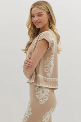 Damask Taupe Sweater Tank Top