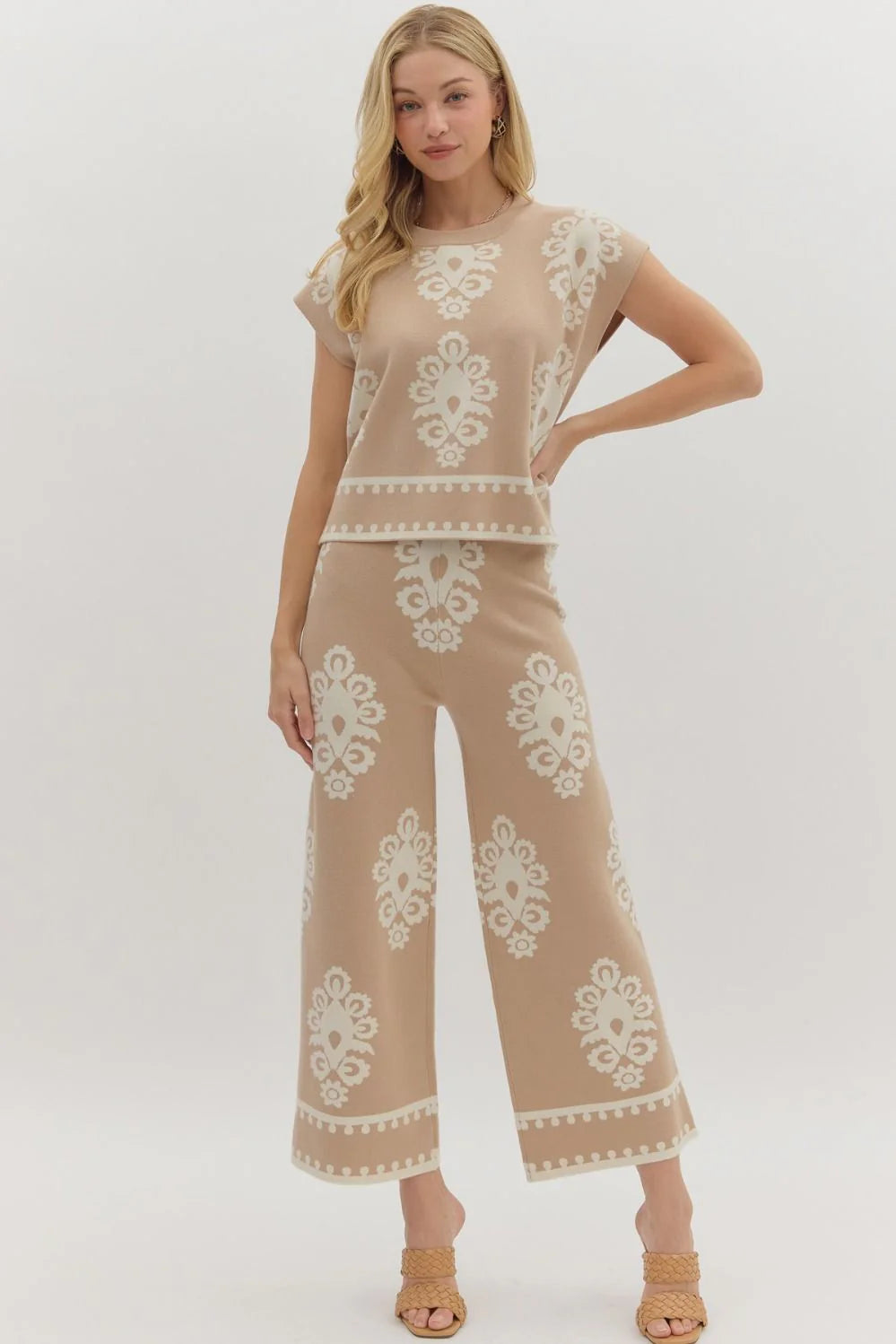 Damask Taupe Sweater Tank Top