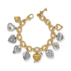 One Heart Large Charm Bracelet - Silver-Gold