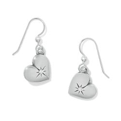 One Heart French Wire Earrings - Silver