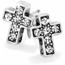 Starry Night Cross Mini Post Earrings  -  Silver