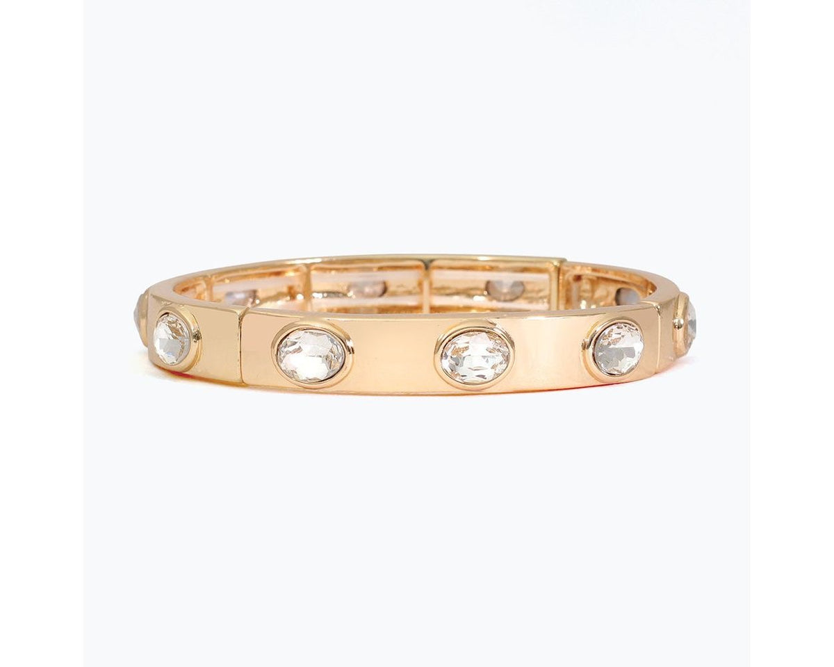 Bracelet-Gold Bangle w Clear Crysta
