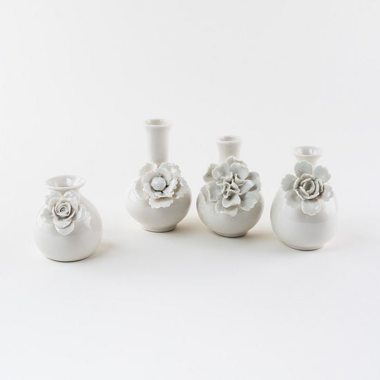 White Flower Vase - Porcelain, 3.5" - 5"