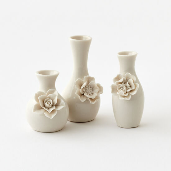 White Mini Flower Bud Vase - Porcelain, 2", 2.5", 3"