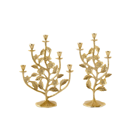 Floral Candelabra Gold Plated Aluminum