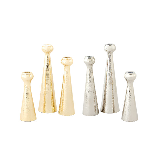 Dimpled Taper Candle Holder - Gold