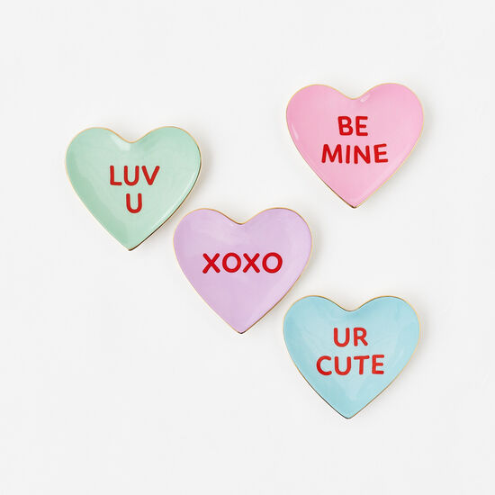 Conversation Candy Heart Trinket Dish - Ceramic, 4.75"