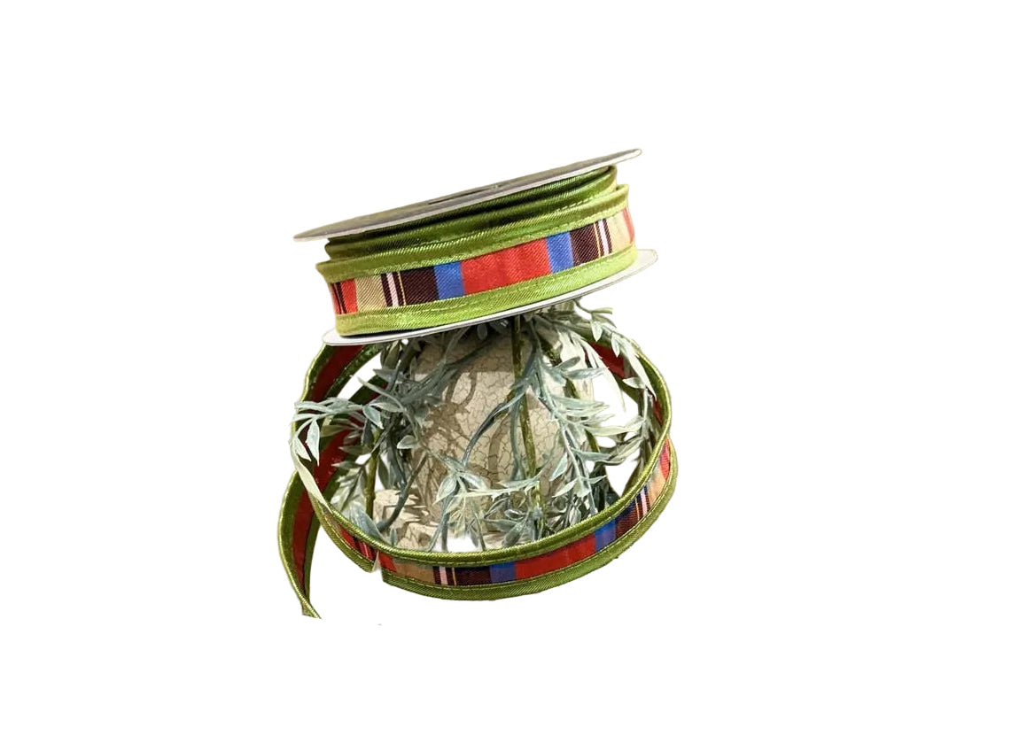 Stripe Metallic Red/Green Metallic Piping-1x10yd