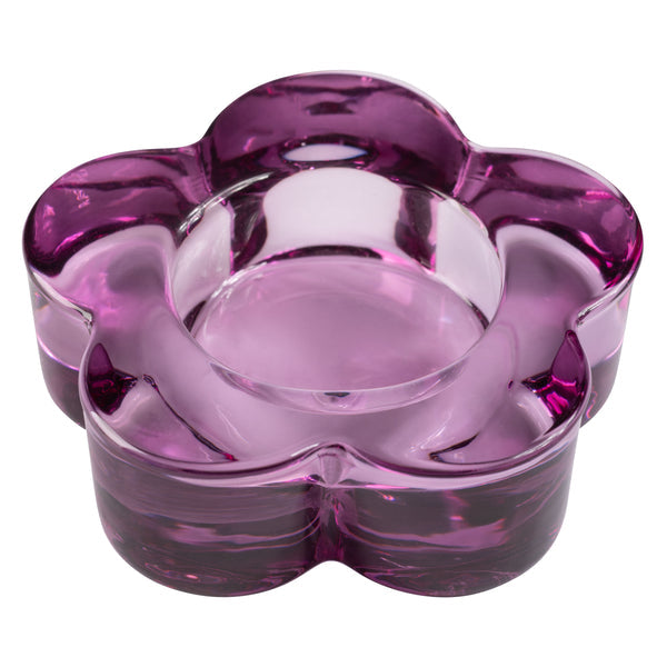 Glass Flower Tealight Holder - Amethyst