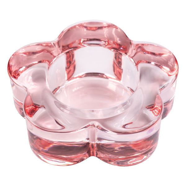 Glass Flower Tealight Holder - Blush