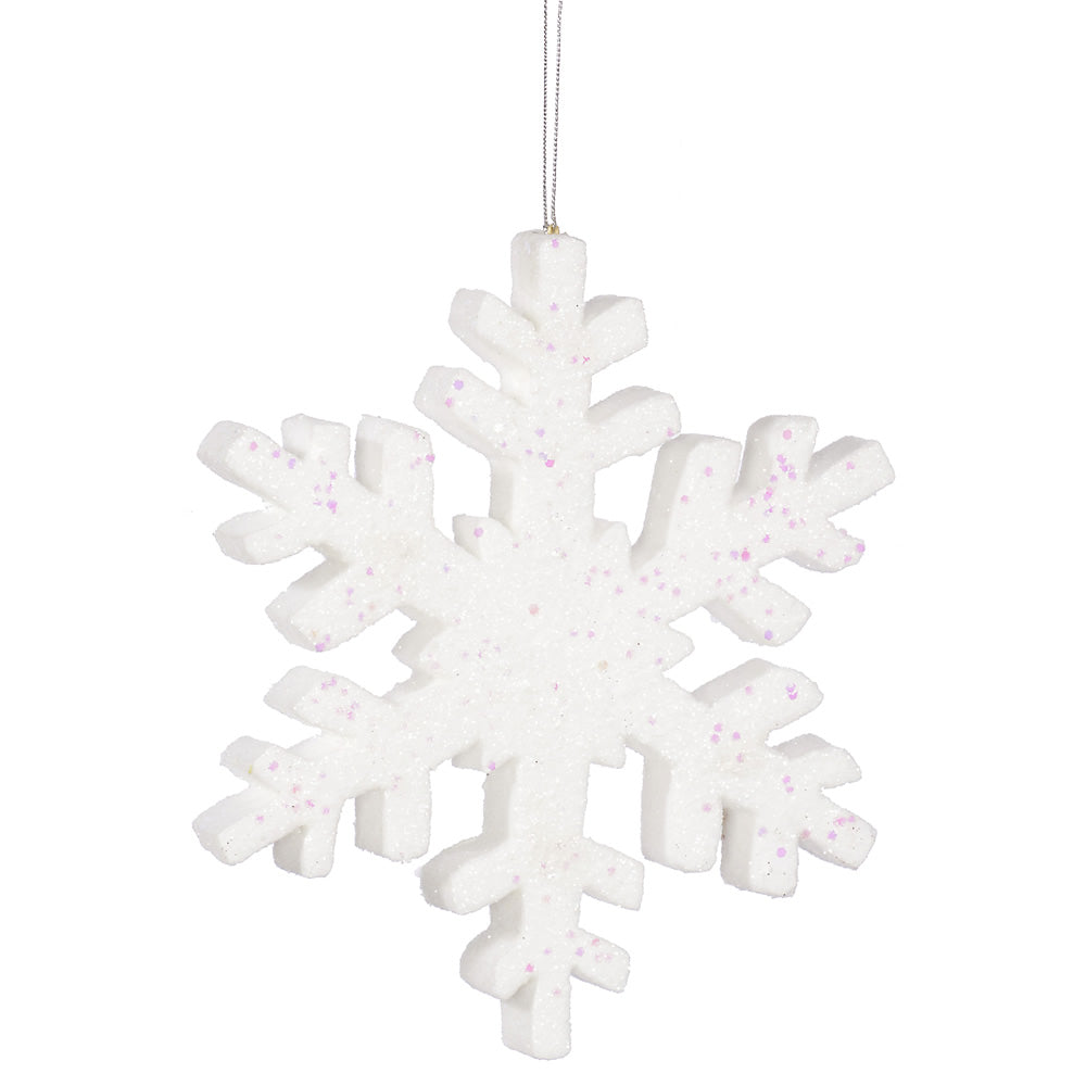 8" White Outdoor Glitter Snowflake Ornament