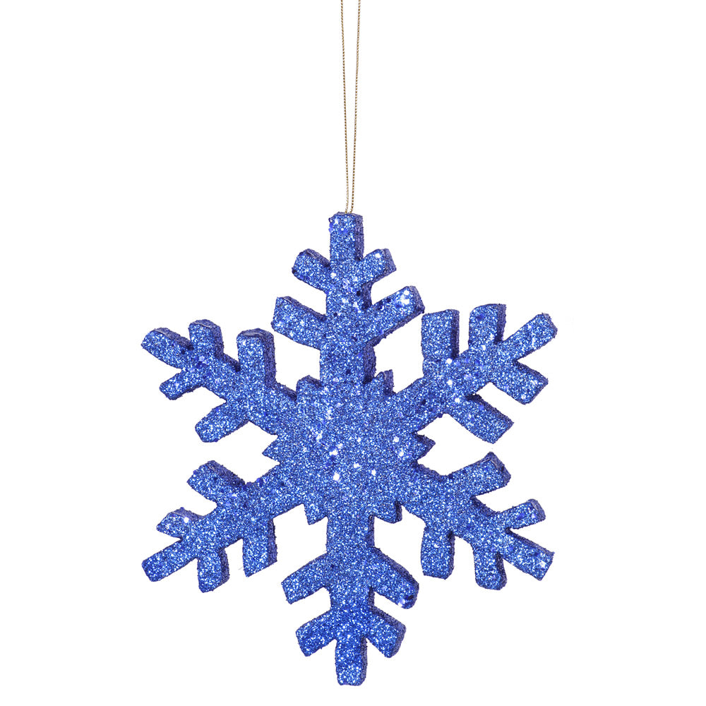 8" Blue Outdoor Glitter Snowflake Ornament