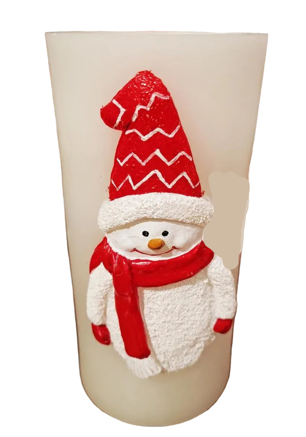 SNOWMAN FOUNTAIN CANDLE -4x8"