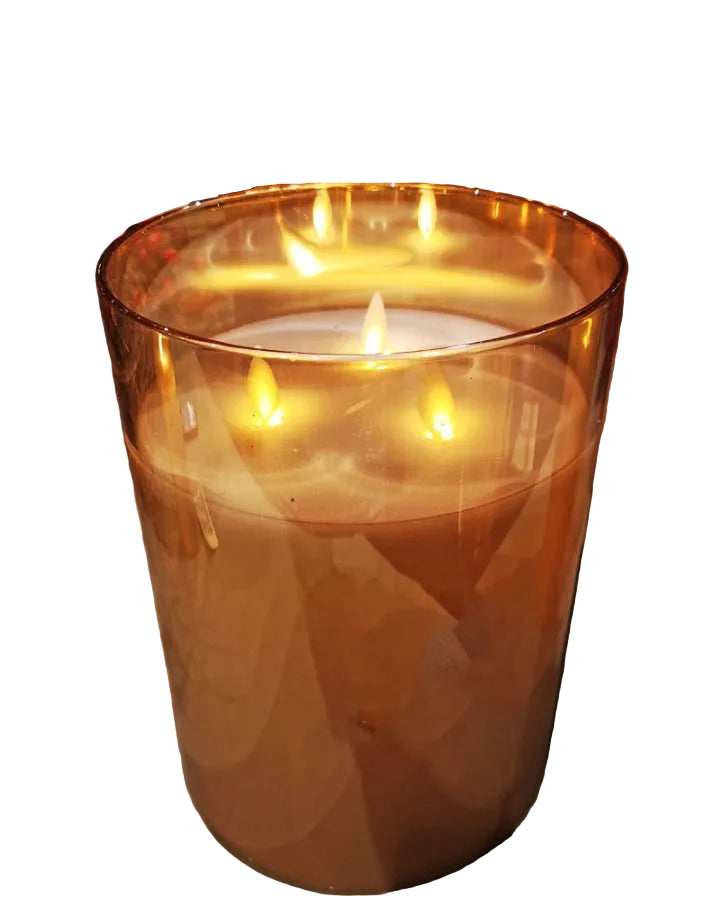 AMBER 3 LIGHT GLASS CANDLE