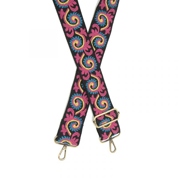 2" Fuchsia Abstract Vines Emb Guitar Strap