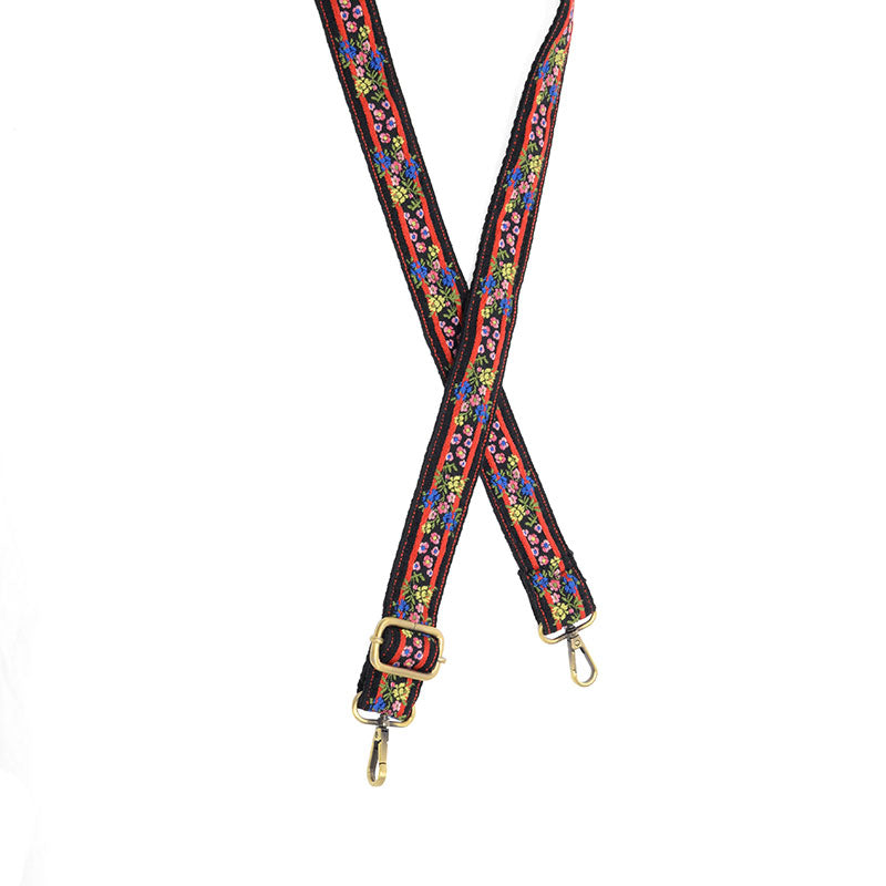2" Black Chevron Blooms Purse Strap