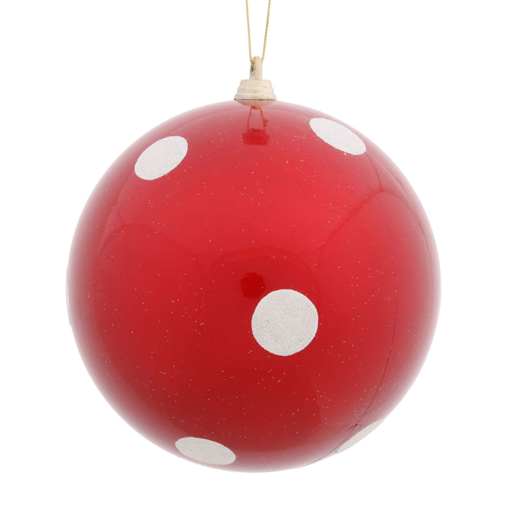5.5" Red Candy Polka Dot Ball Ornament