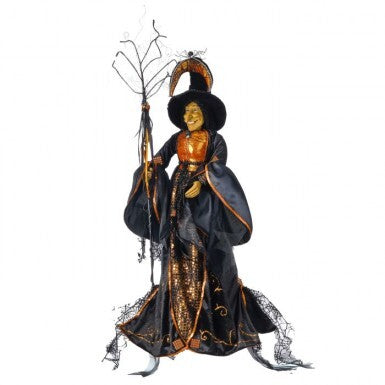 37" Resin W/Fabric Haunted Witch