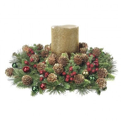 Pine + Glitter Berry Ball Candle Ring