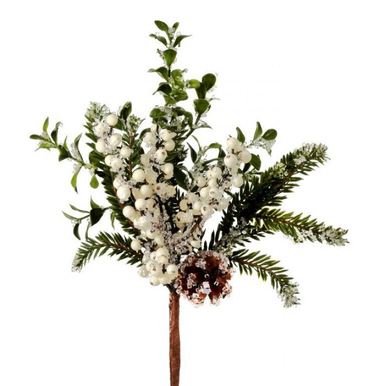 14" Iced Wp Berry Boxwood/Fir Pick Uv Proof