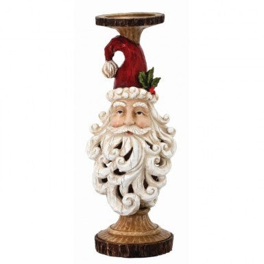 15.5" Resin Santa Head Cutout Beard Candle Holder "