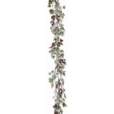 72" Frost Mini Grape Leaf& Berries Garland"