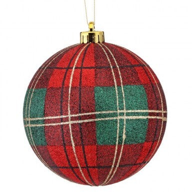 140mm Vp Glitter Plaid Ball Ornament