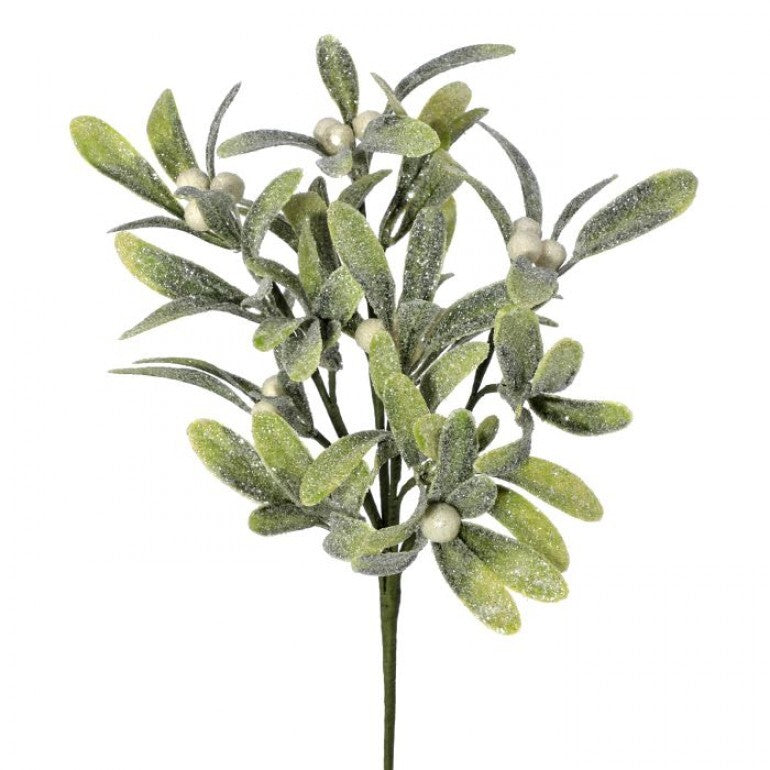 13" Frosted Mistletoe Berry Pick