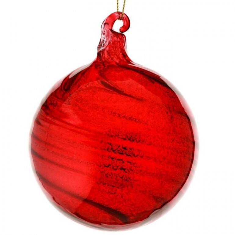 3.5" Thick Mercury Glass Swirl Ball Ornament