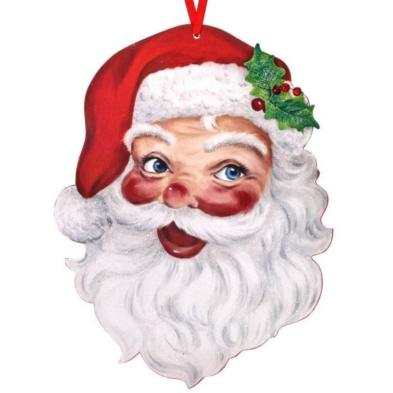 16" Retro Santa Head Ornament / Wall Piece