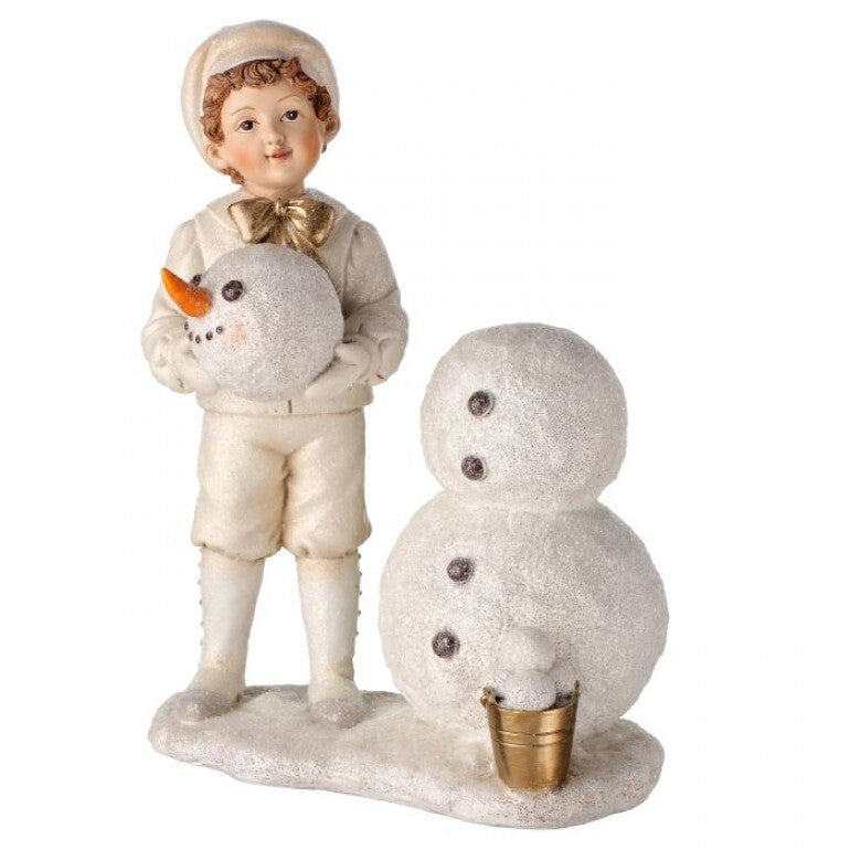 8.5" Child Building Snowman