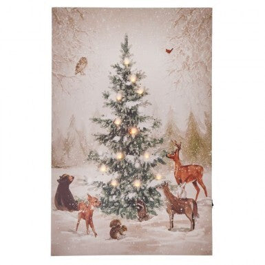 16"X24" LED Battery/Timer Animals By Tree Print