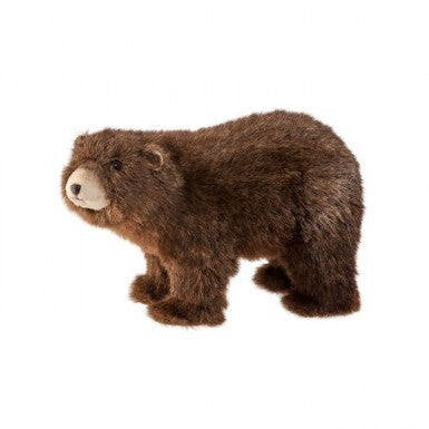 12" Stuffed Standing Faux Fur Brown Bear