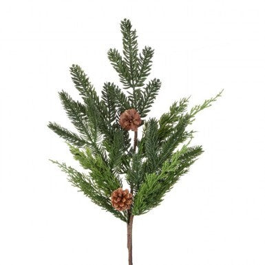 24"Real Touch Cedar/Spruce Cone Spray